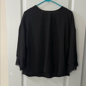 Zara Elegant Black Top with Lace Cuffs